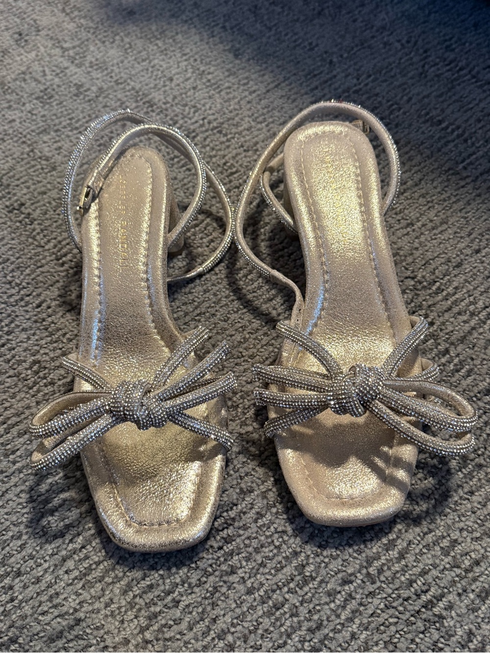 Loeffler Randall Metallic Silver Knotted Bow Sandals